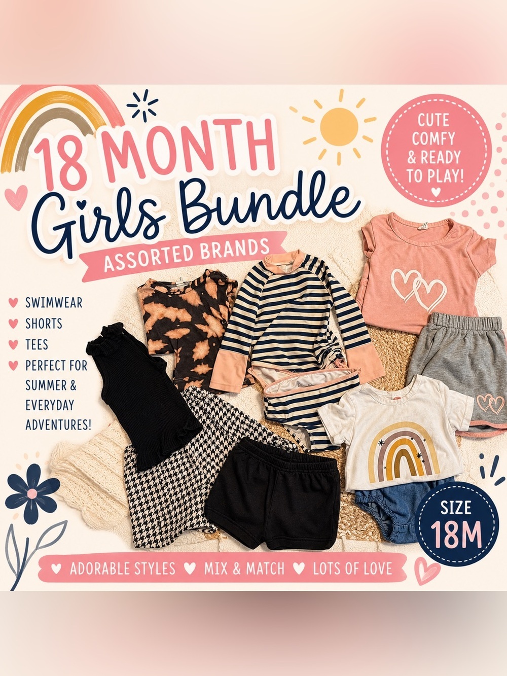 Girls 18 Month Clothing Bundle Assorted Brands Swimwear Shorts Outfits